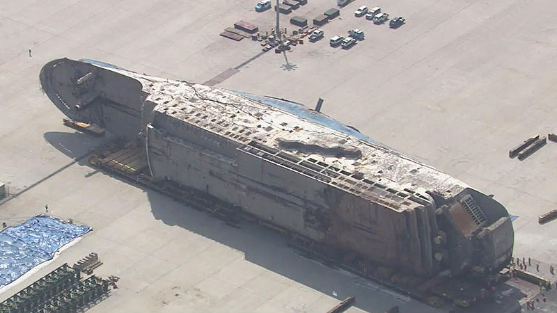 세월호 인양 후 육상에 거치된 선체의 실제 모습