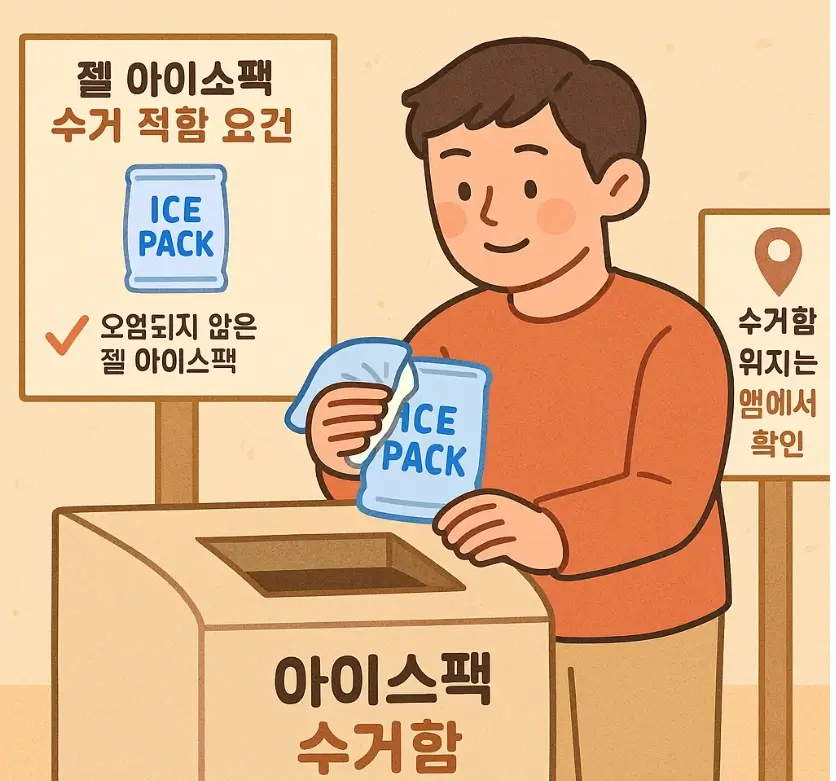아이스팩 수거함을 활용하여 재활용에 참여하고 있는 모습