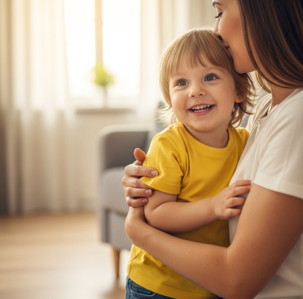 엄마가 아이를 안고 있는 사진