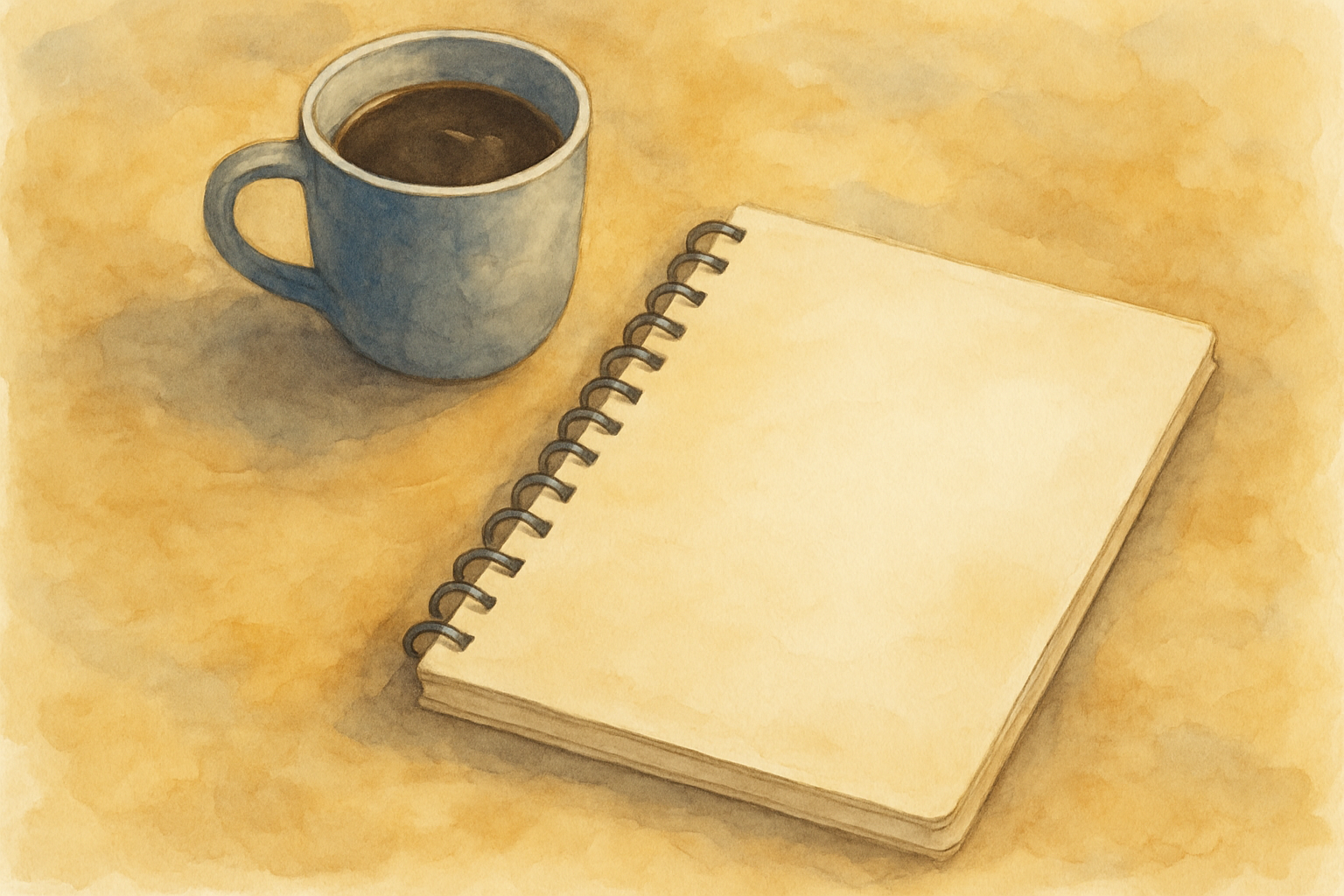 커피와 노트북의 평화로운 순간