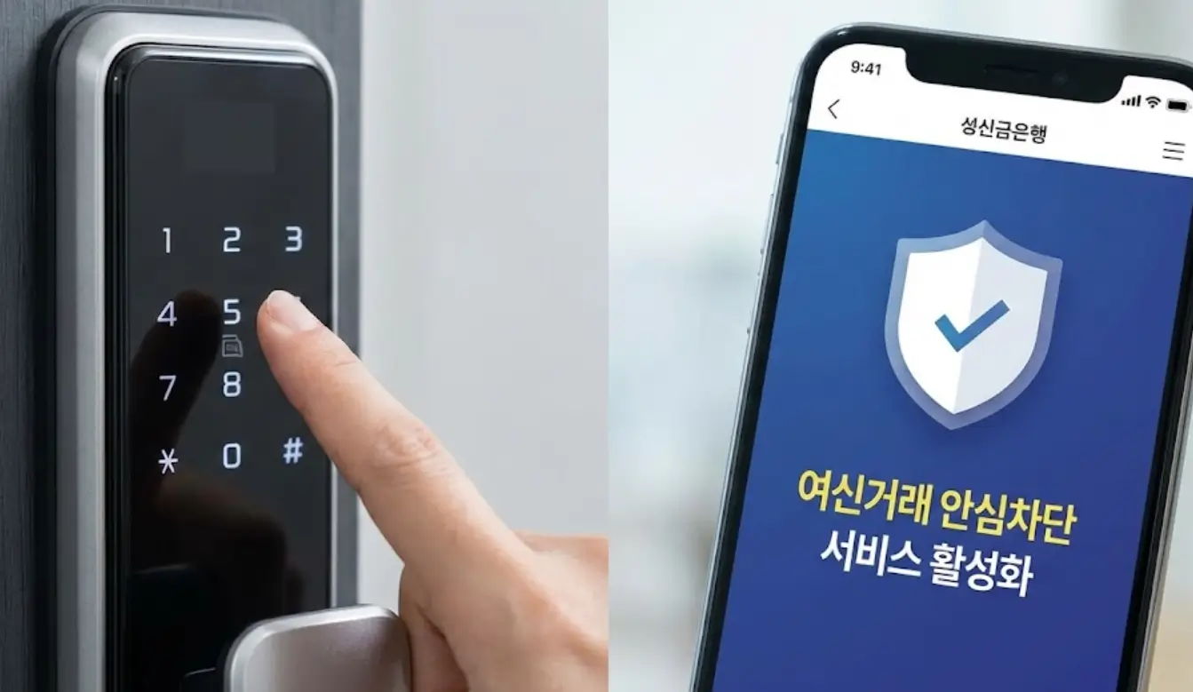 추가 피해 예방을 위한 도어락 비밀번호 변경과 스마트폰 여신거래 안심차단 서비스 활성화 화면.