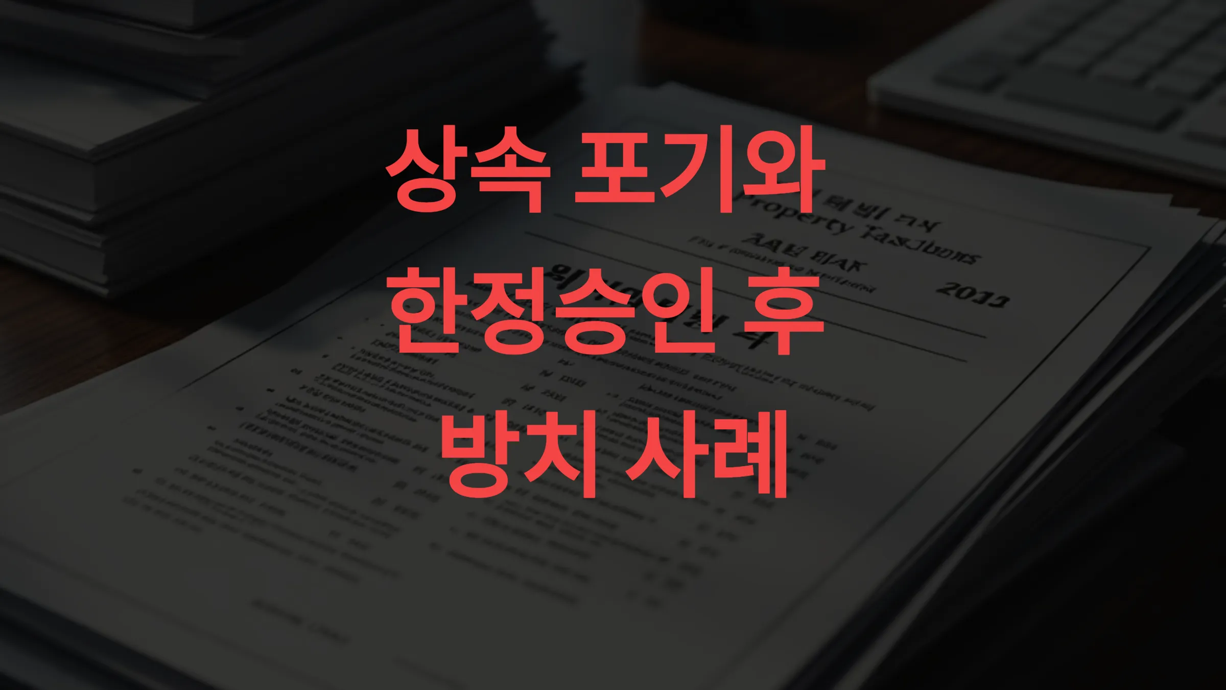 🏚️ 상속 포기했는데 등기·세금 고지서가 – ‘한정승인 후 방치’ 사례 분석
