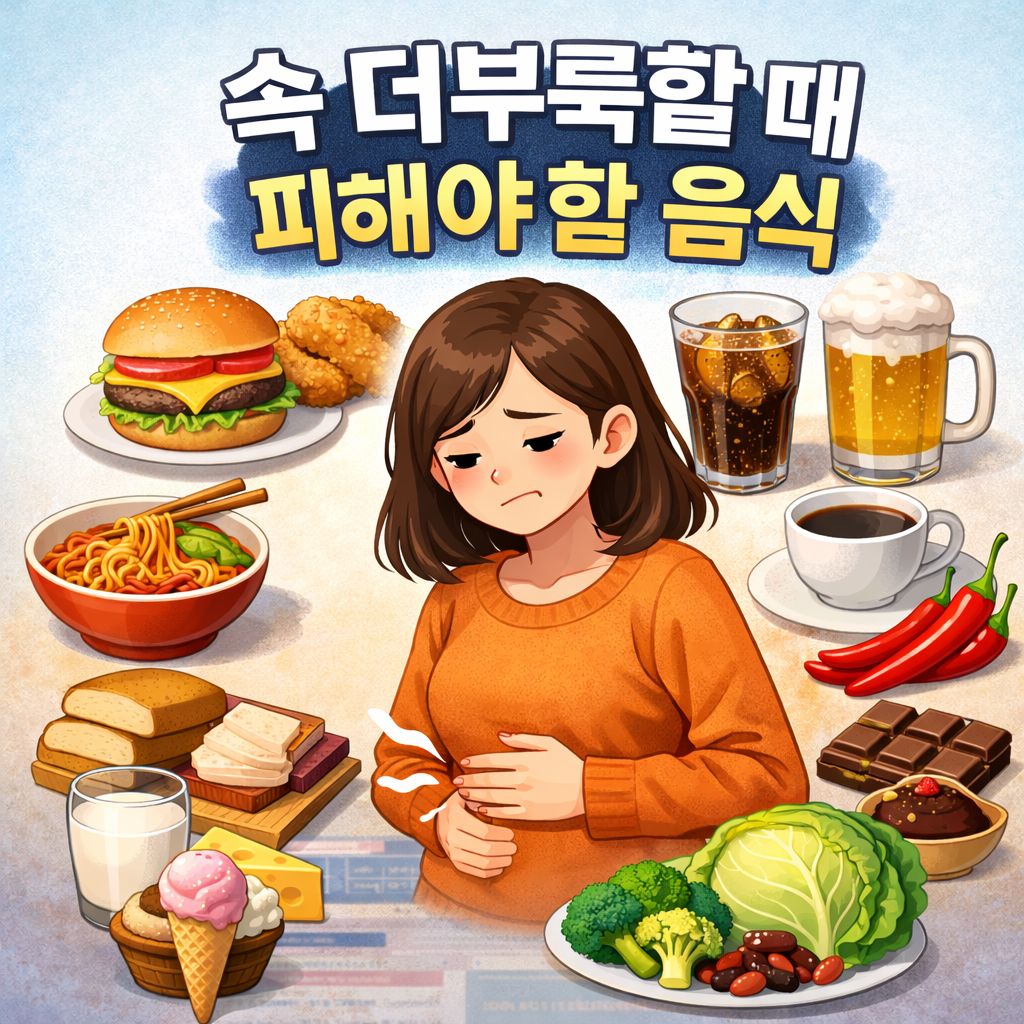 속 더부룩할 때 피해야 할 음식
