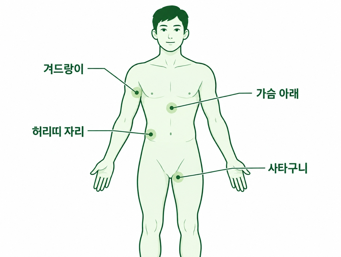 쯔쯔가무시 가피 위치 겨드랑이 사타구니 허리