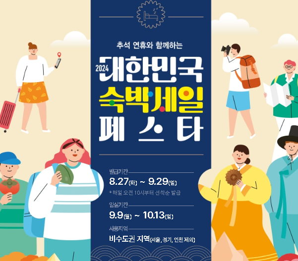 2024 대한민국 숙박할인 페스타 사용 기간 지역 할인 금액 방법
