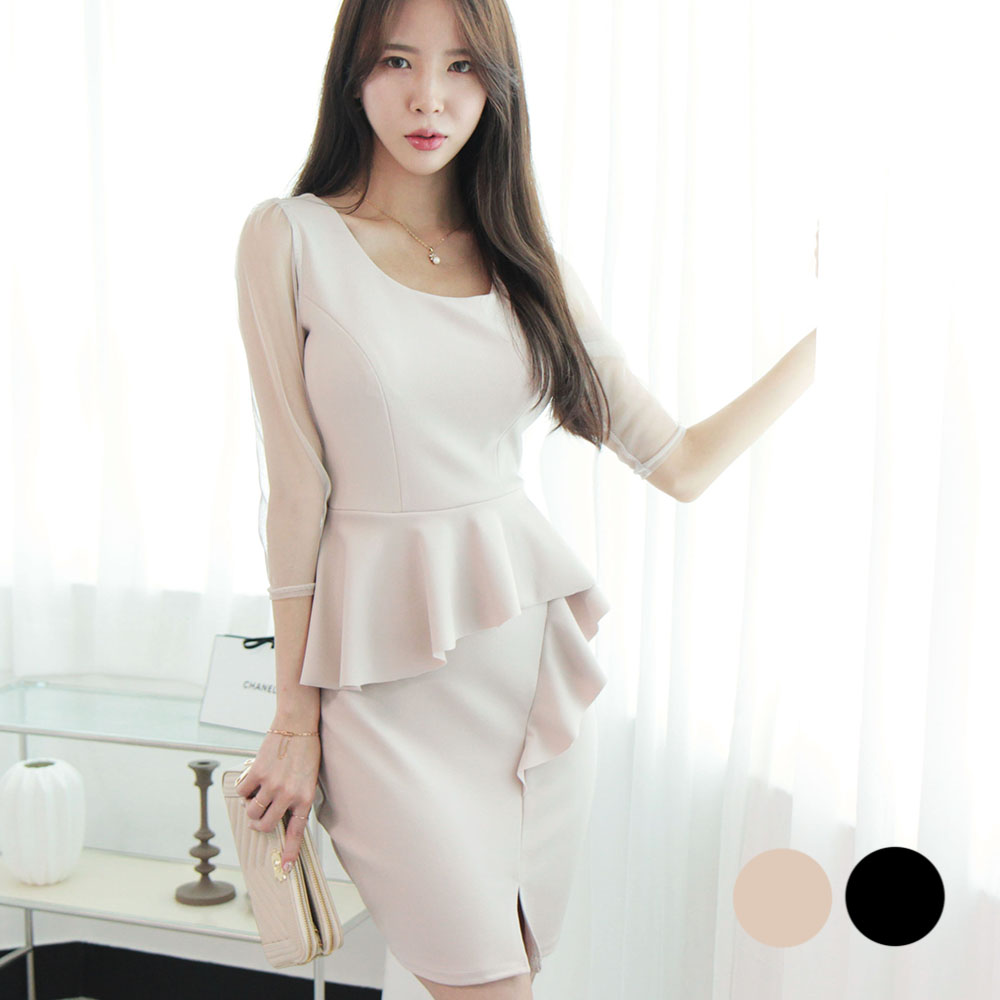 (2color) 섹시 시스루 망사 오피스 파티룩 클럽의상 홀복