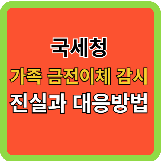 국세청 가족 금전이체 감시 진실과 대응방법!
