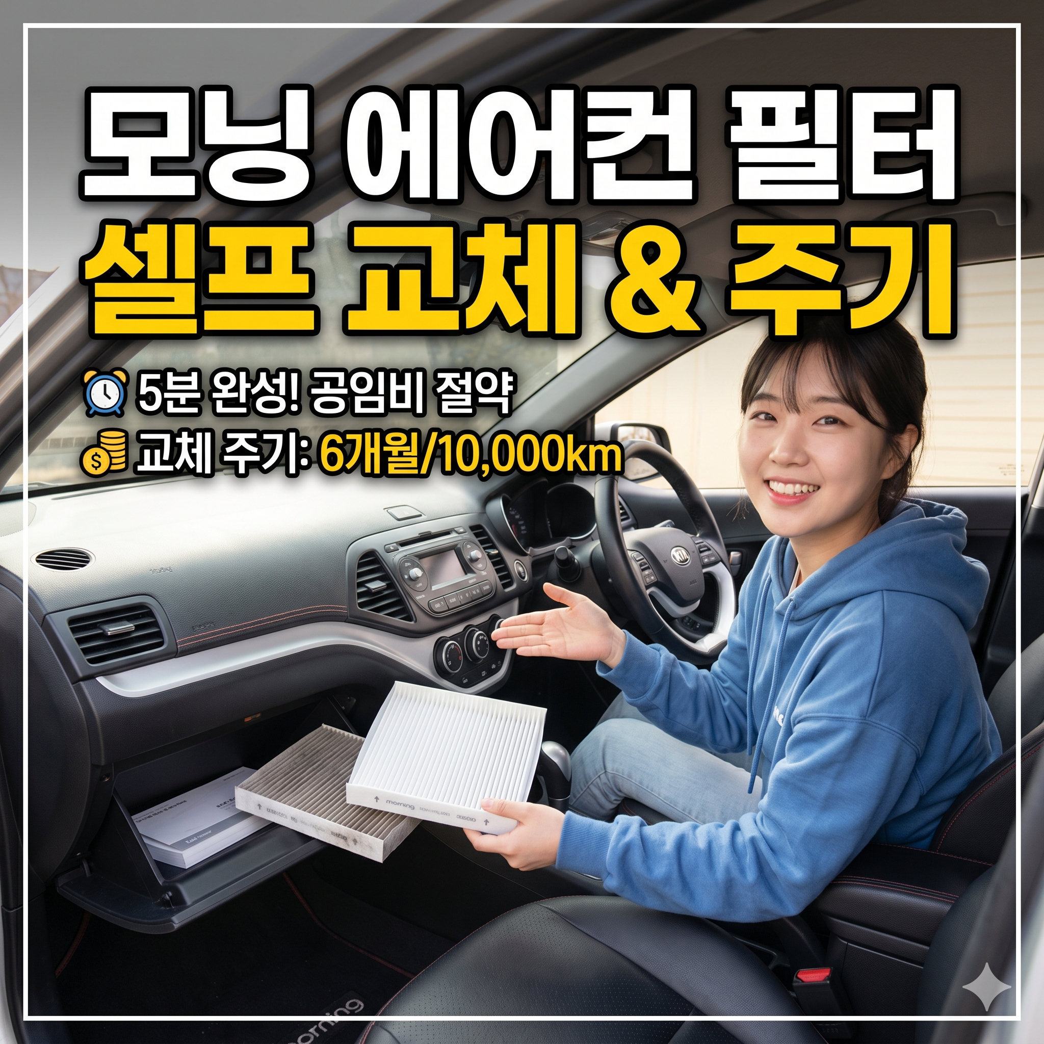 기아 모닝 에어컨 필터 셀프 교체 방법 및 주기 총정리 (공임비 절약 꿀팁)