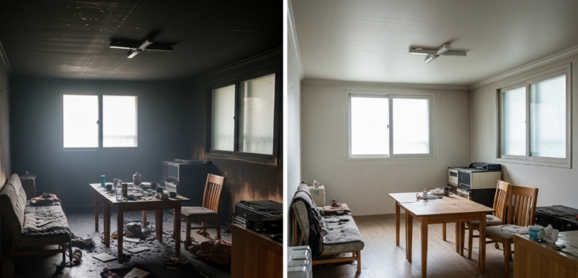 대구 화재복구 전과후 모습