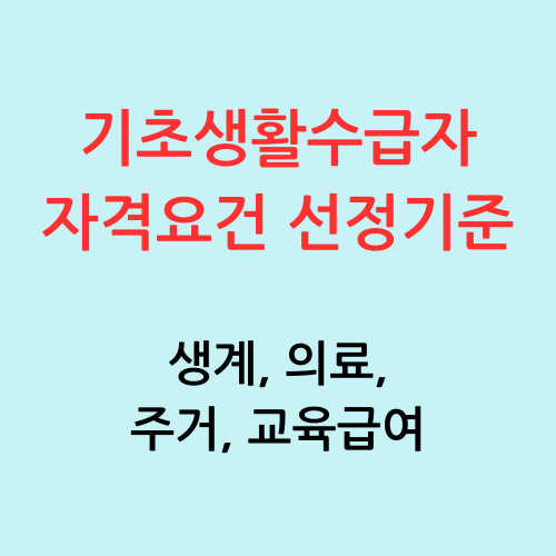 기초생활수급자 자격요건 선정기준