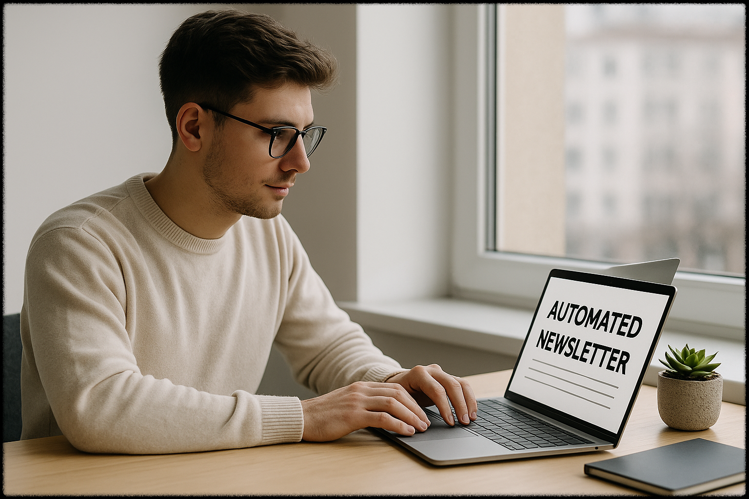 자동화 뉴스레터 시스템을 관리하는 남성의 모습