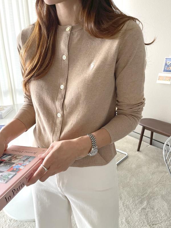 폴로랄프로렌 여성 피마코튼 라운드넥 베이직 가디건 4색