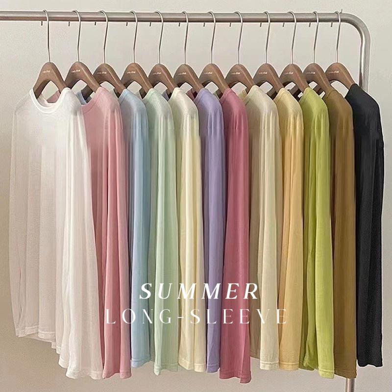 여자흰티 무지 모달 찰랑 시스루 티셔츠 여름긴팔티