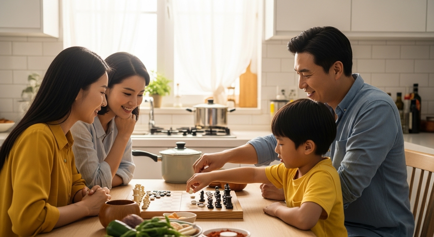 바둑, 오목, 체스, 장기 등의 보드게임은 두뇌 개발과 함께 가족 간 소통을 늘릴 수 있는 훌륭한 활동입니다. 상대방의 수를 예상하면서 다음 수를 두는 과정에서 자연스럽게 두뇌개발이 되고, 판단력과 암기력도 함께 향상됩니다. 2명에서 하는 활동이라 기본적인 예의를 갖추고 오랜 시간 함께 소통할 수 있다는 장점도 있어요.