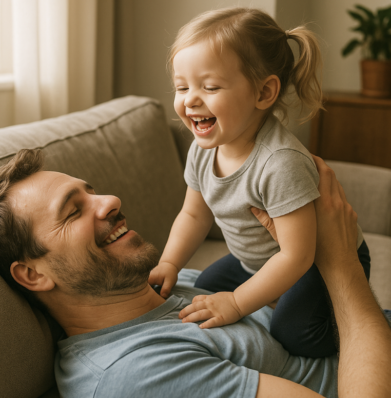 예쁜 딸을 바라보는 아빠의 모습
