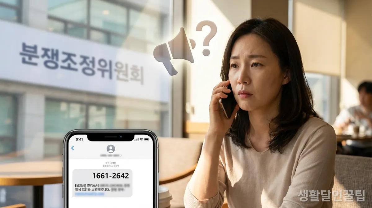 층간 소음 문제로 이웃사이센터나 분쟁조정위원회에 도움을 요청하는 한국인의 모습