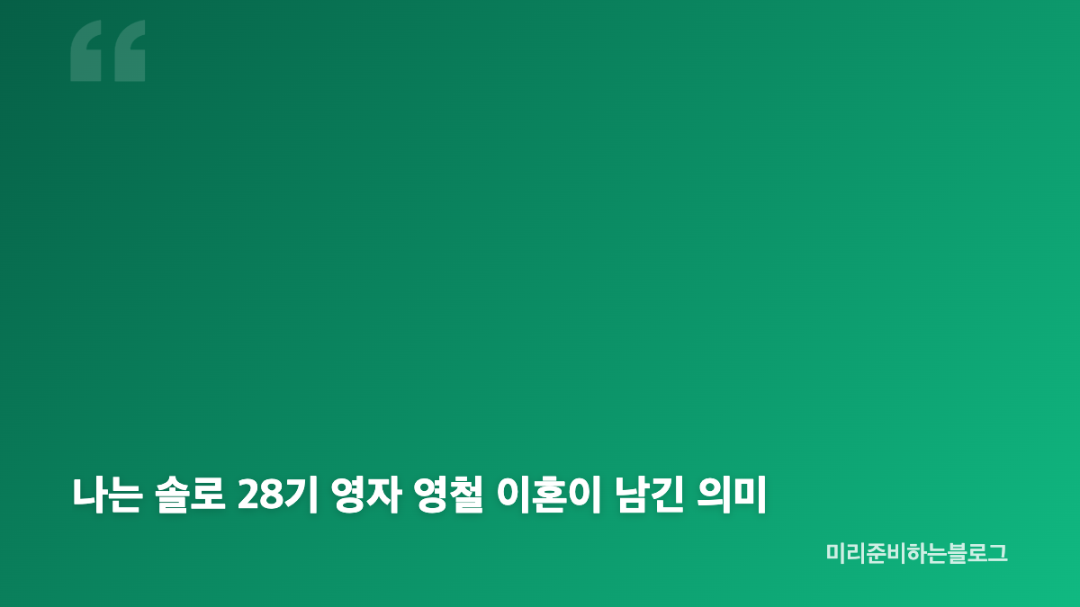 나는 솔로 28기 영자 영철 이혼, 공식 입장과 현재 상황