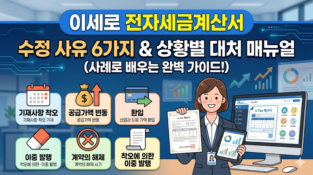 이세로 전자세금계산서 수정 사유 6가지와 상황별 대처 매뉴얼 (2026 최신)
