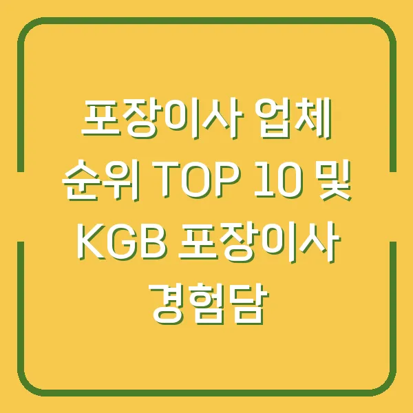 포장이사 업체 순위 TOP 10 및 KGB 포장이사 경험담