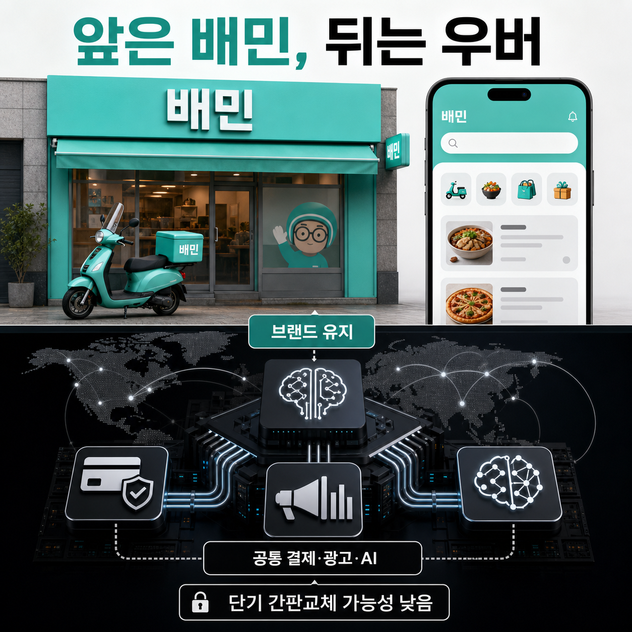 앞은 배민, 뒤는 우버가 되는 통합 방식