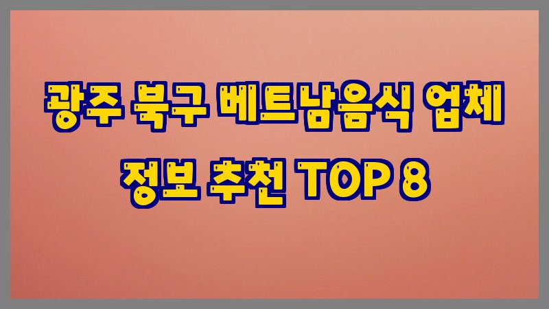 광주 북구 베트남음식