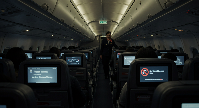 야간 비행 중 전자기기 사용이 제한되는 시간