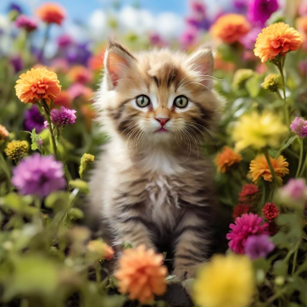 꽃밭의 고양이