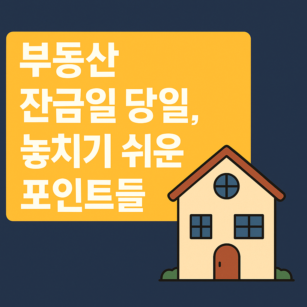 부동산 잔금일 당일, 놓치기 쉬운 포인트들