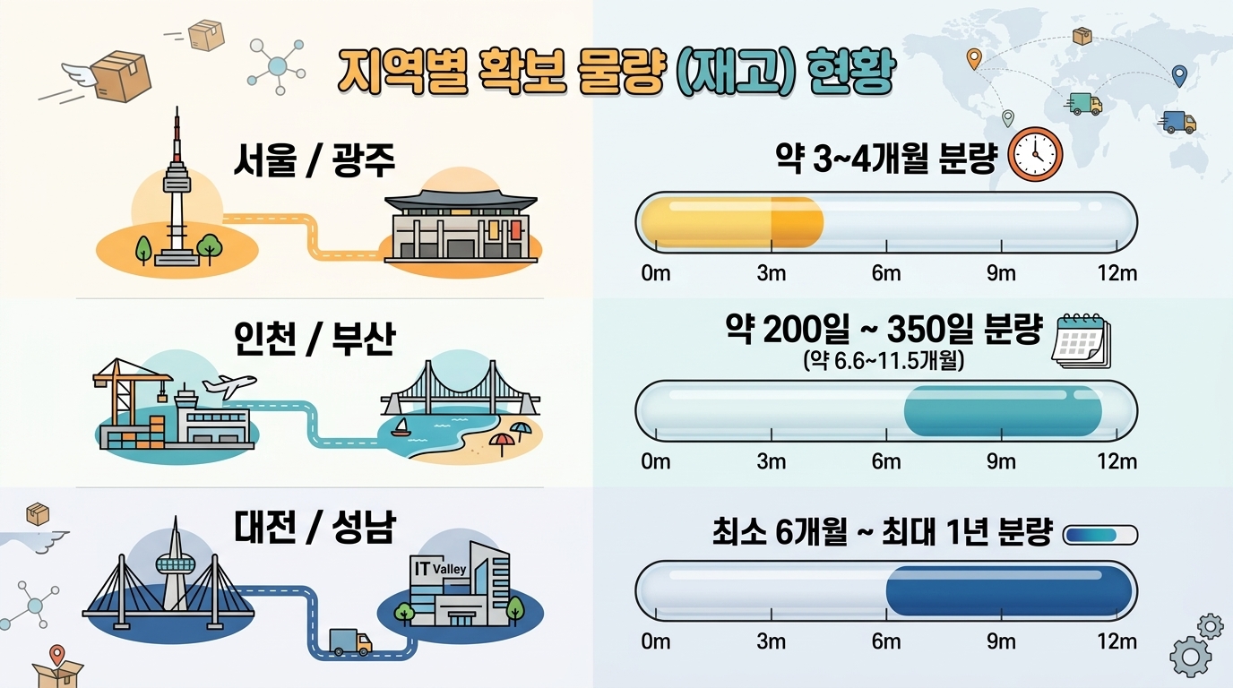 지역별 종량제 봉투 비축 물량