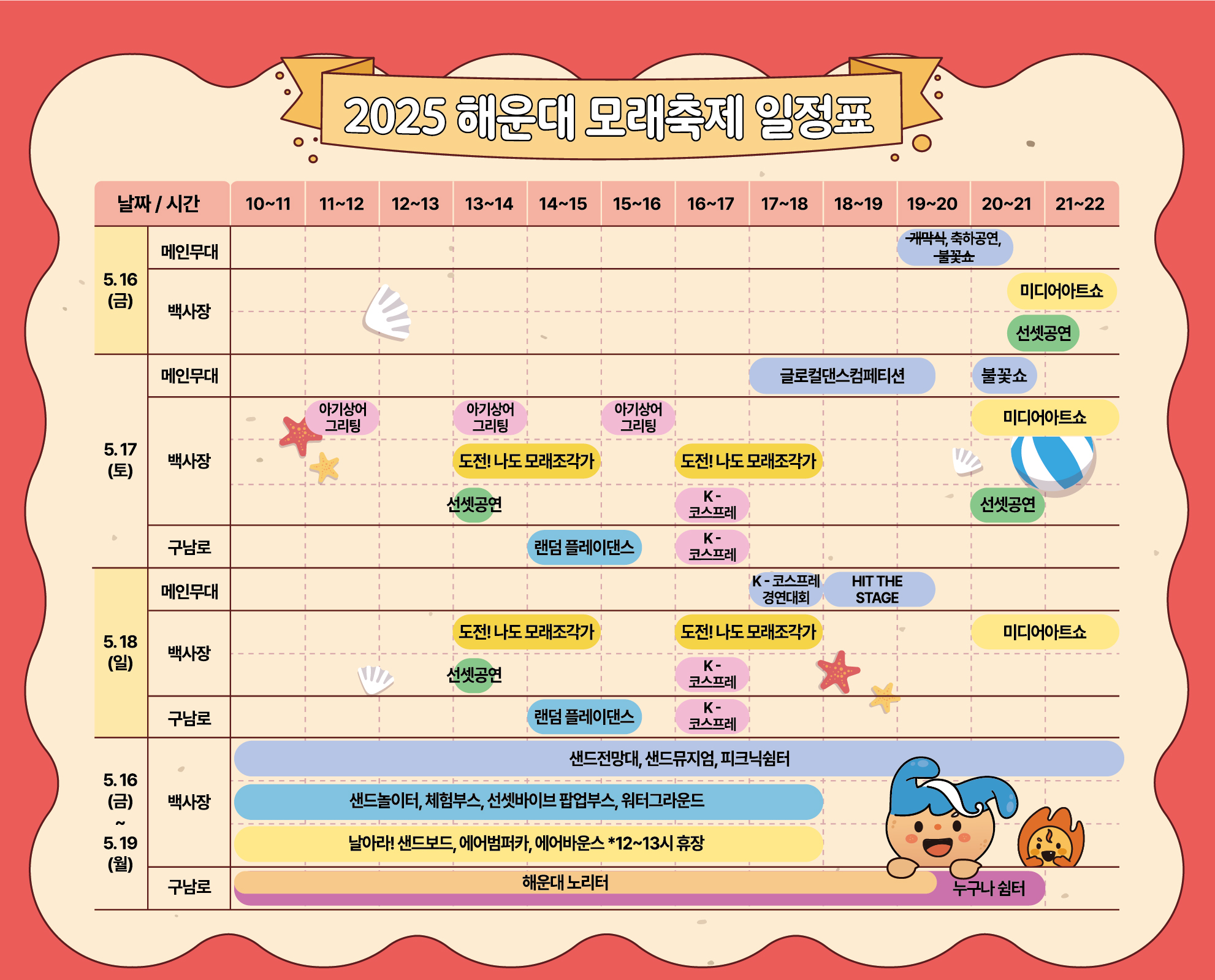 2025 해운대 모래축제 일정표