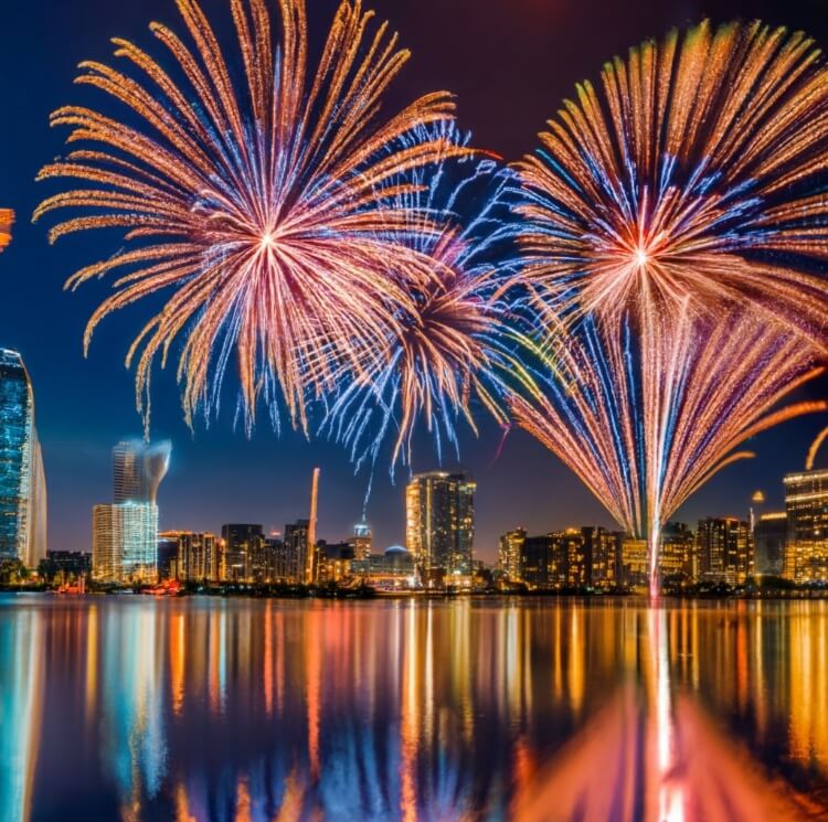 Different type of Fireworks in the sky