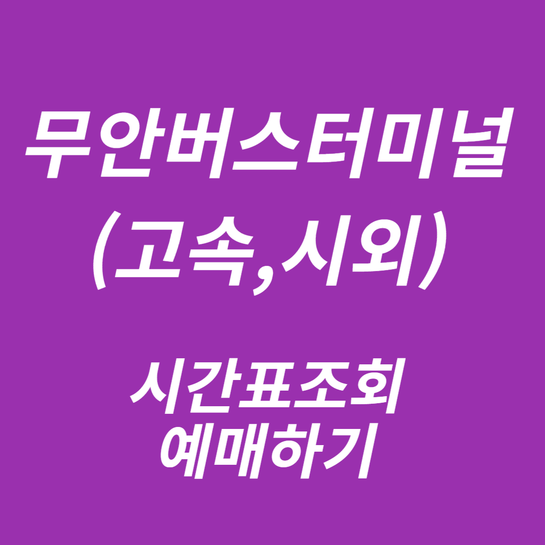 무안버스터미널 시간표조회, 예매