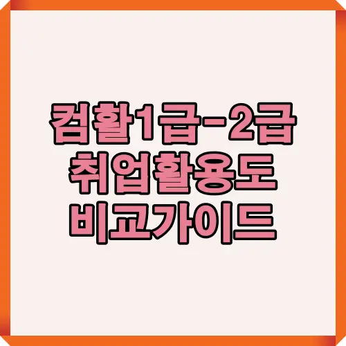2023년 기준 컴활 1급과 2급의 난이도, 합격률, 장단점, 상황별 추천을 한눈에 비교할 수 있는 종합 안내 이미지