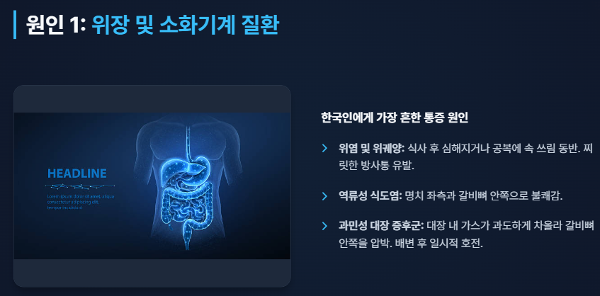 왼쪽 갈비뼈 아래 통증