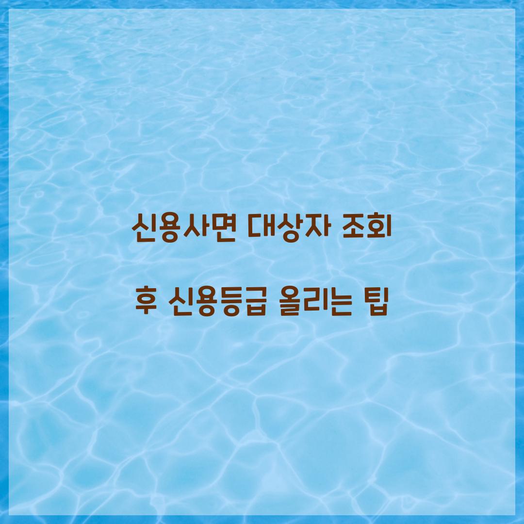 신용사면 대상자 조회 후 신용등급 올리는 팁