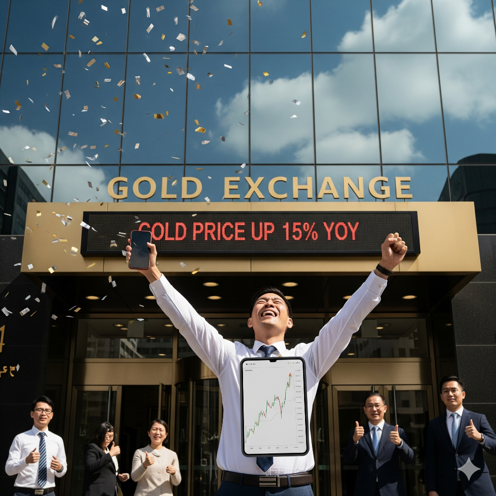 금값 상승으로 환호하는 사람