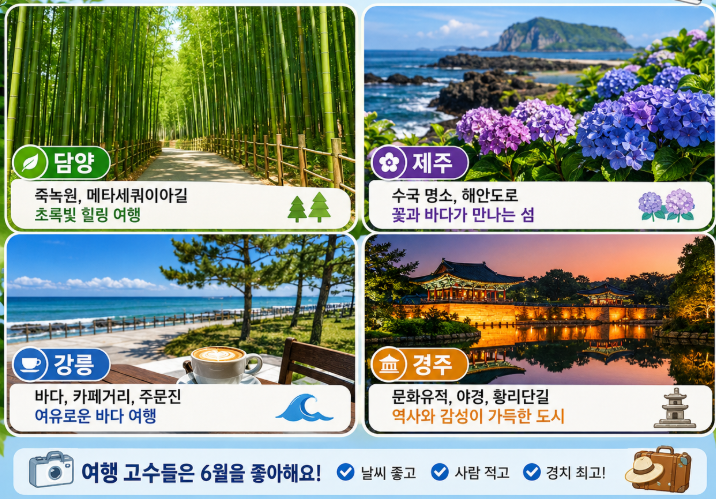 "모르면손해..." 6월 국내 여행지 추천 가족 커플 혼자여행 명소 전부알려드림5