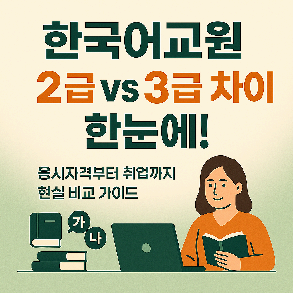 한국어교원 2급 vs 3급 차이 총정리 ❘ 응시자격&middot;난이도&middot;취업 진로 비교