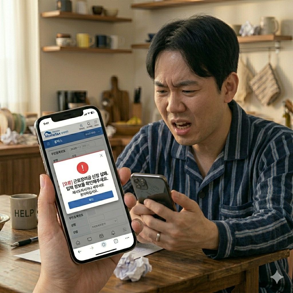 근로장려금 신청 오류 화면