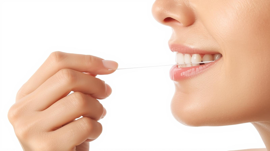 치실을 올바르게 사용하는 과정을 단계별로 표현한 인포그래픽