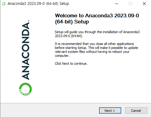 아나콘다 설치 시작