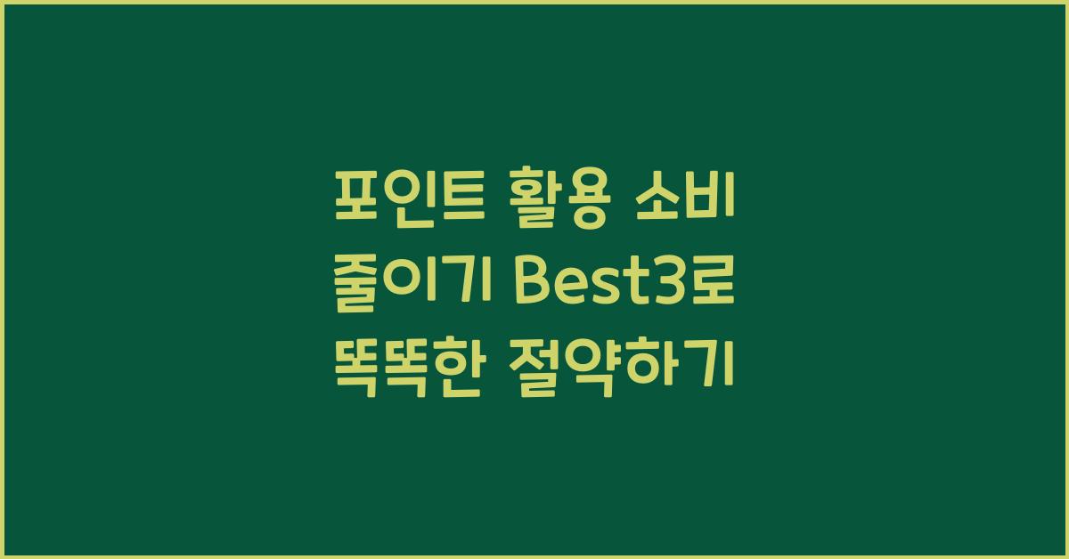 포인트 활용 소비 줄이기 Best3