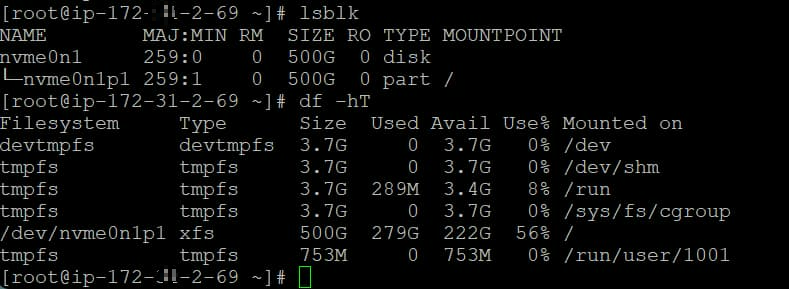 변경된 용량 확인