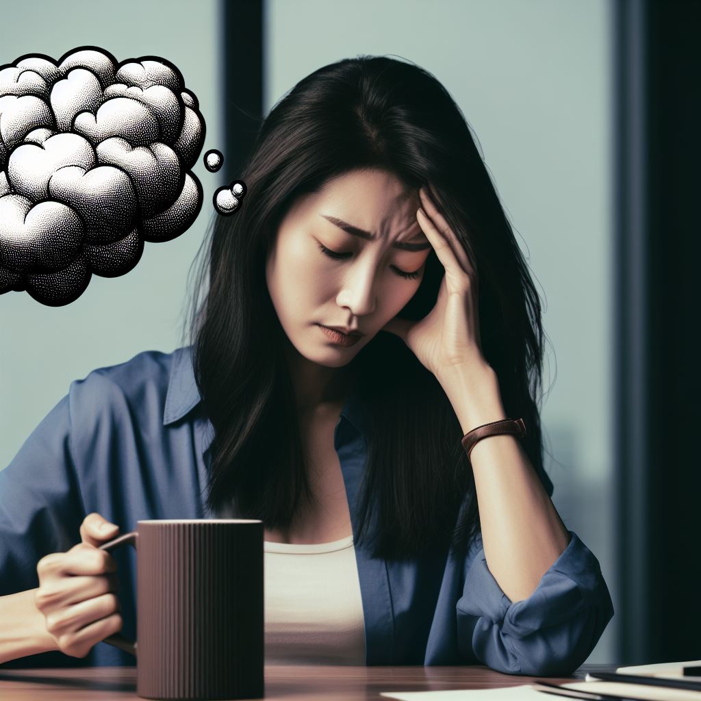 브레인 포그를 겪는 여성