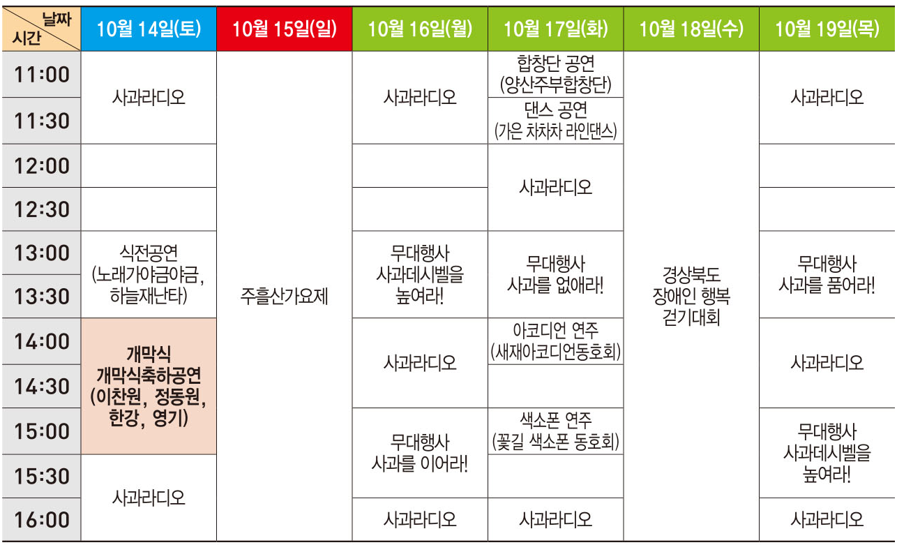 문경 사과축제 일정