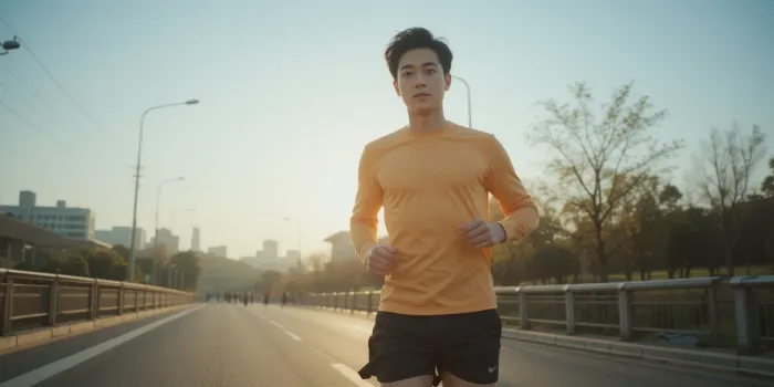 운동복을 입고 야외에서 스트레칭 중인 남성