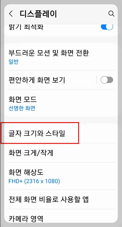 디스플레이 글자 크기와 스타일