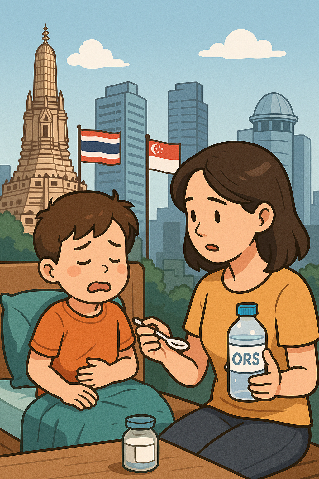 동남아 여행에서 자녀가 물갈이 증상이 있을 때 대처법에 대한 이미지