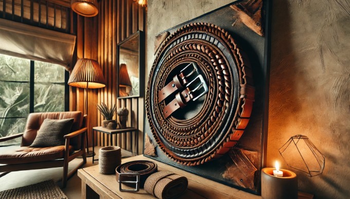 @헌 가죽 벨트를 이용한 인테리어 소품 제작 이미지