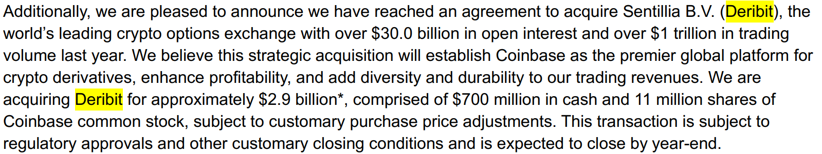 코인베이스 데리빗 인수 코멘트